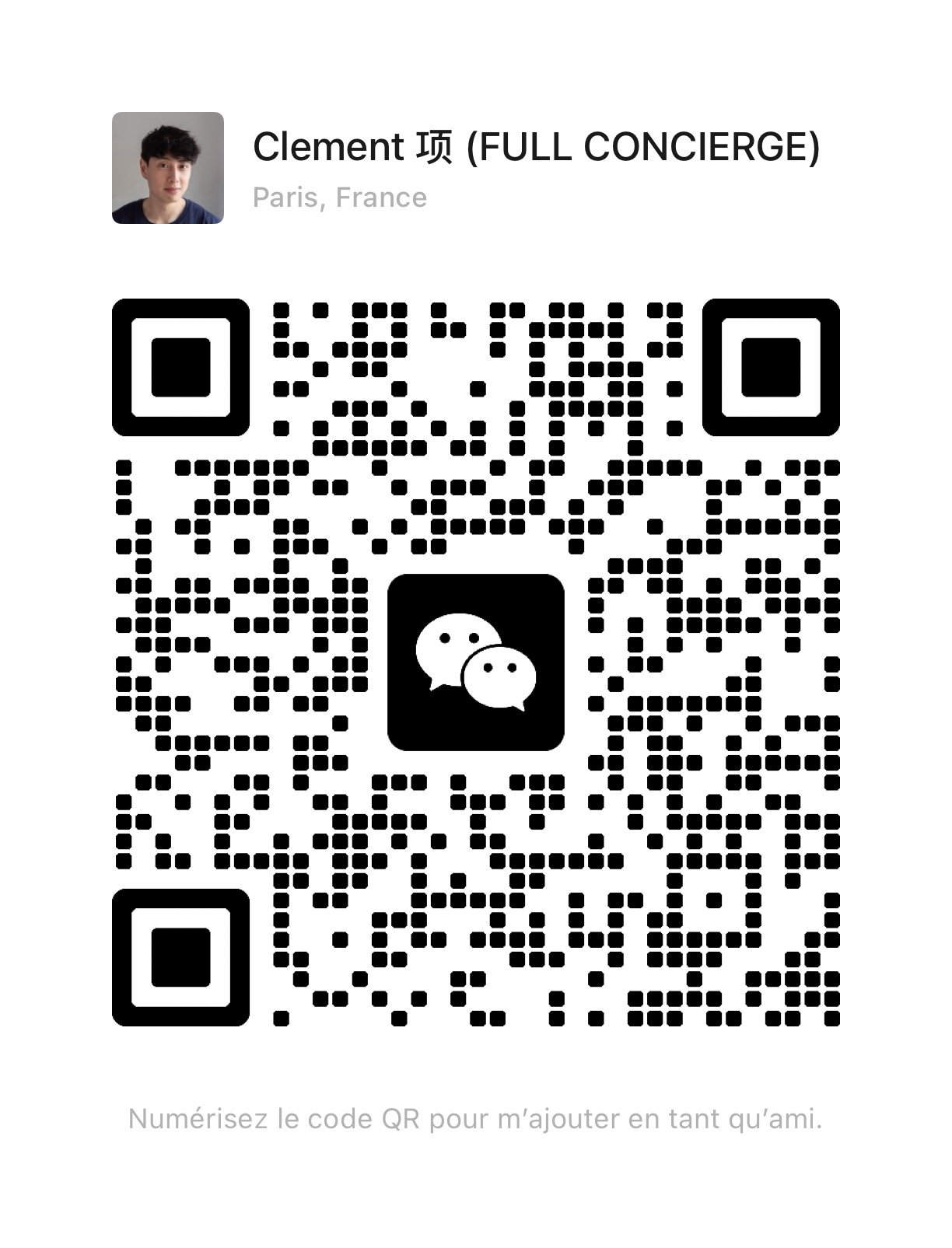 QR Code WeChat Clément Full Concierge Paris